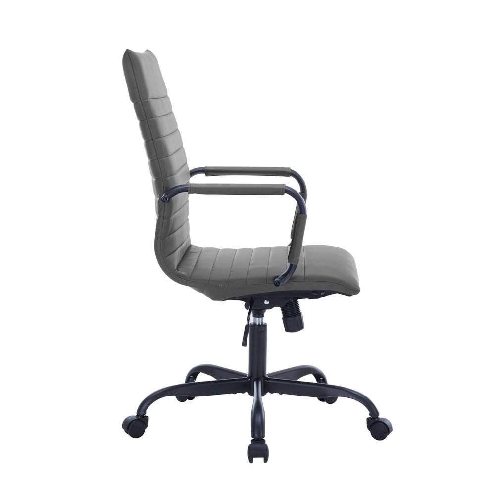 Harris Leather Home High-Back Office Chair in Grey With Black Frame. Picture 7