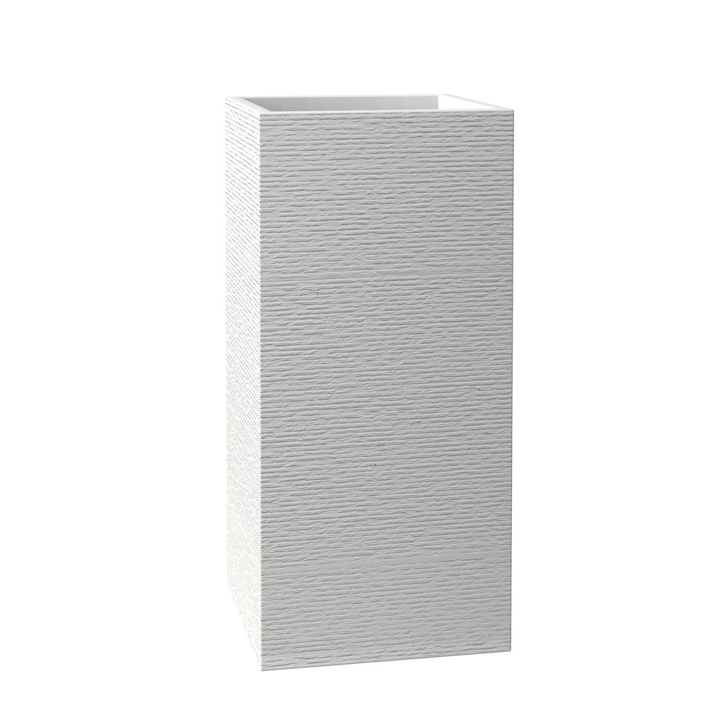 Basalt Series Poly Stone Planter 17" Square 31.5" High in White. Picture 7