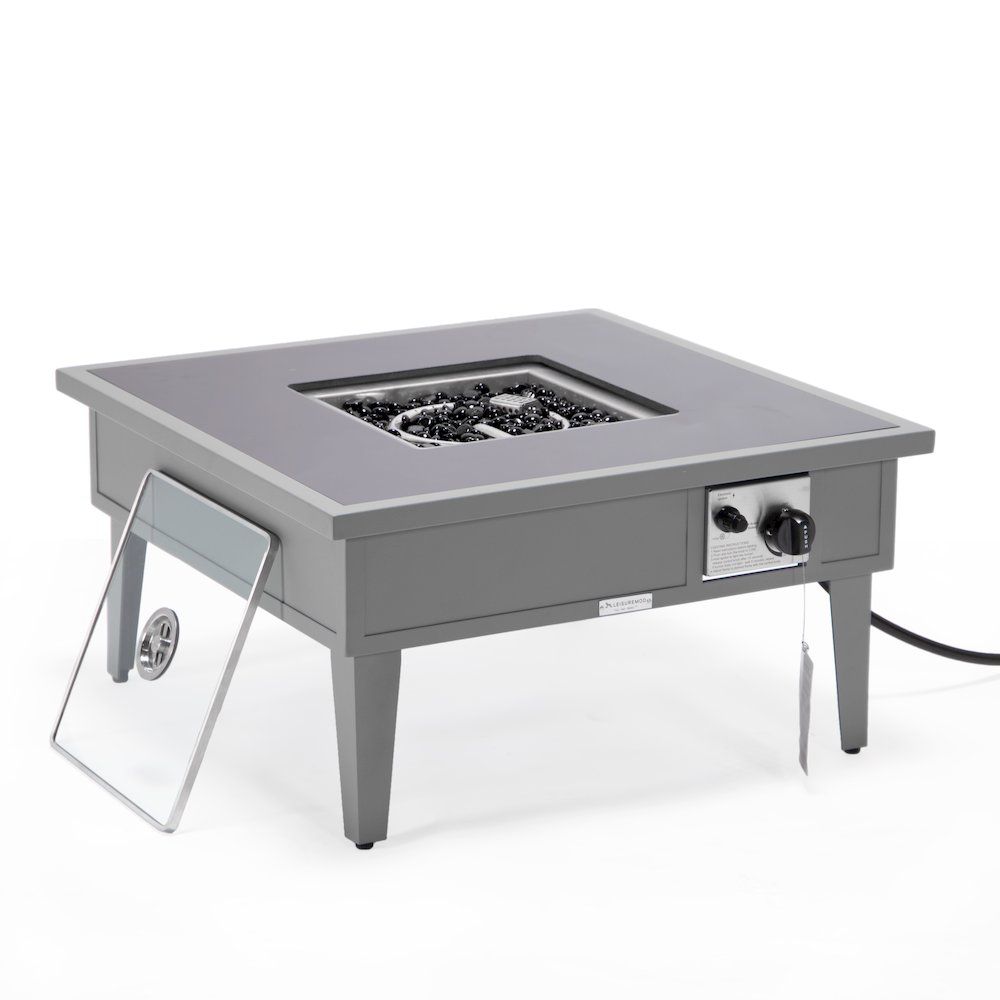 Walbrooke Patio Square Fire Pit and Tank Holder in Grey. Picture 7