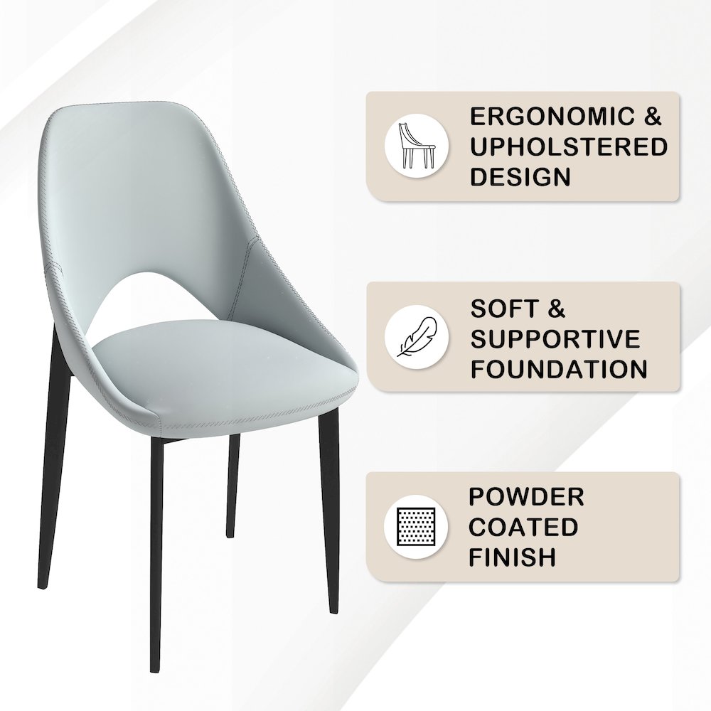 Amalfi Collection Modern Fabric Dining Chair in Coconut White. Picture 30