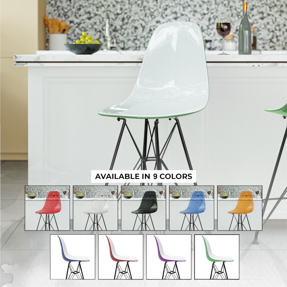 Modern Acrylic Bar stool Cresco Collection Black Base with White/Green seat. Picture 37