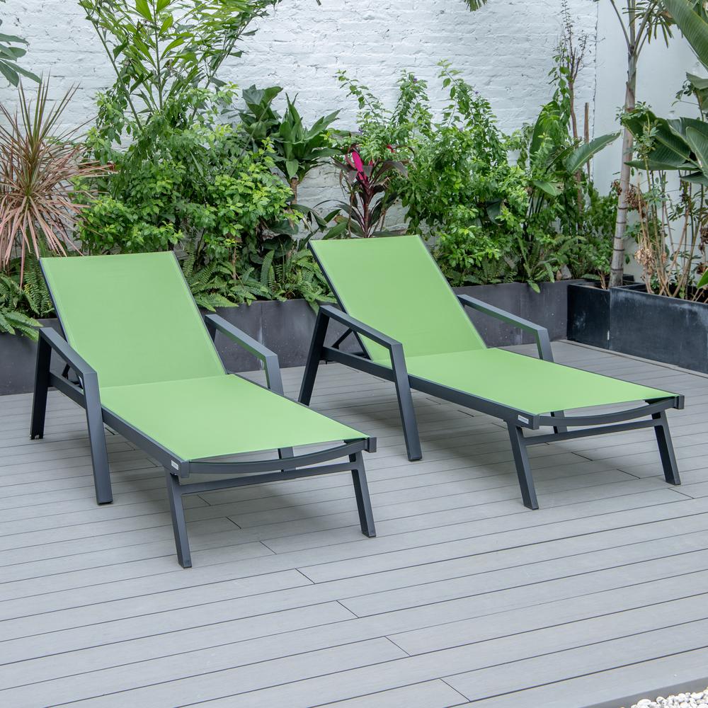 Lounge Chair With Armrests in Black Aluminum Frame, Set of 2. Picture 12