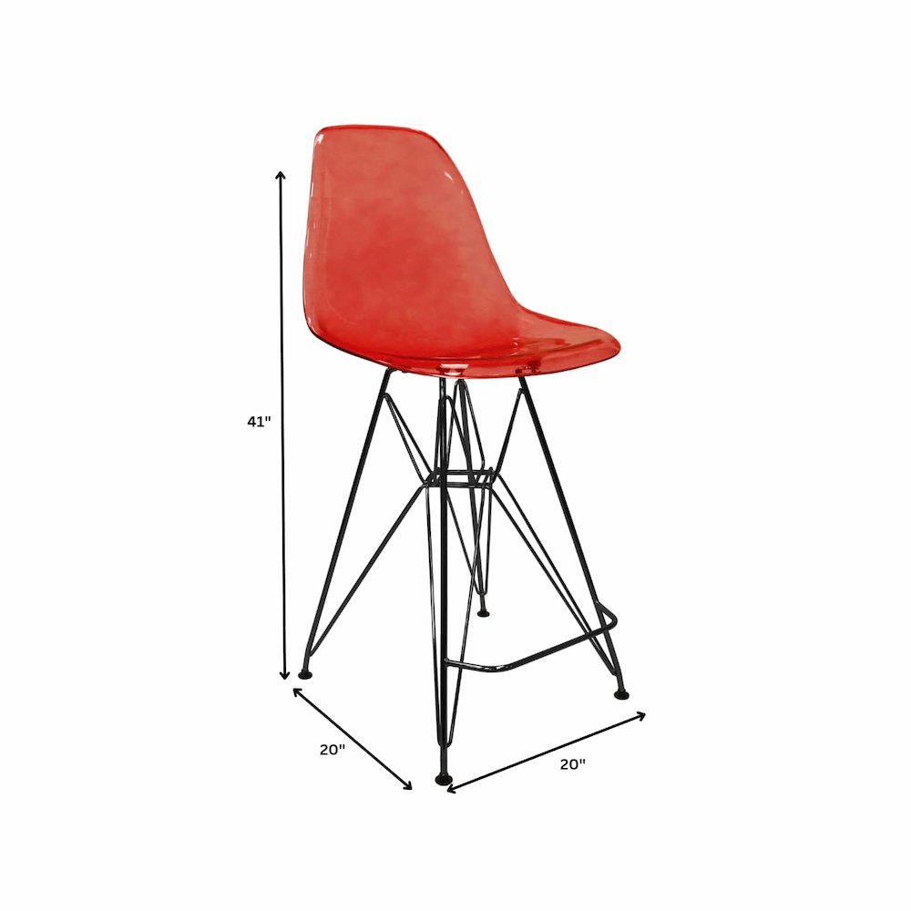 Modern Acrylic Bar stool Cresco Collection Black Base with Trans Red seat. Picture 30