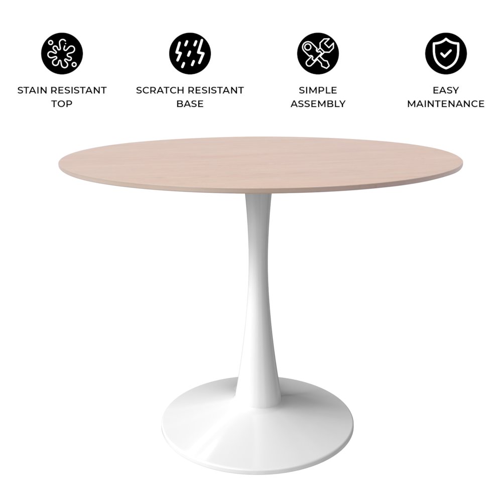 Bristol - Bistro Table - White base Natural wood Top. Picture 10