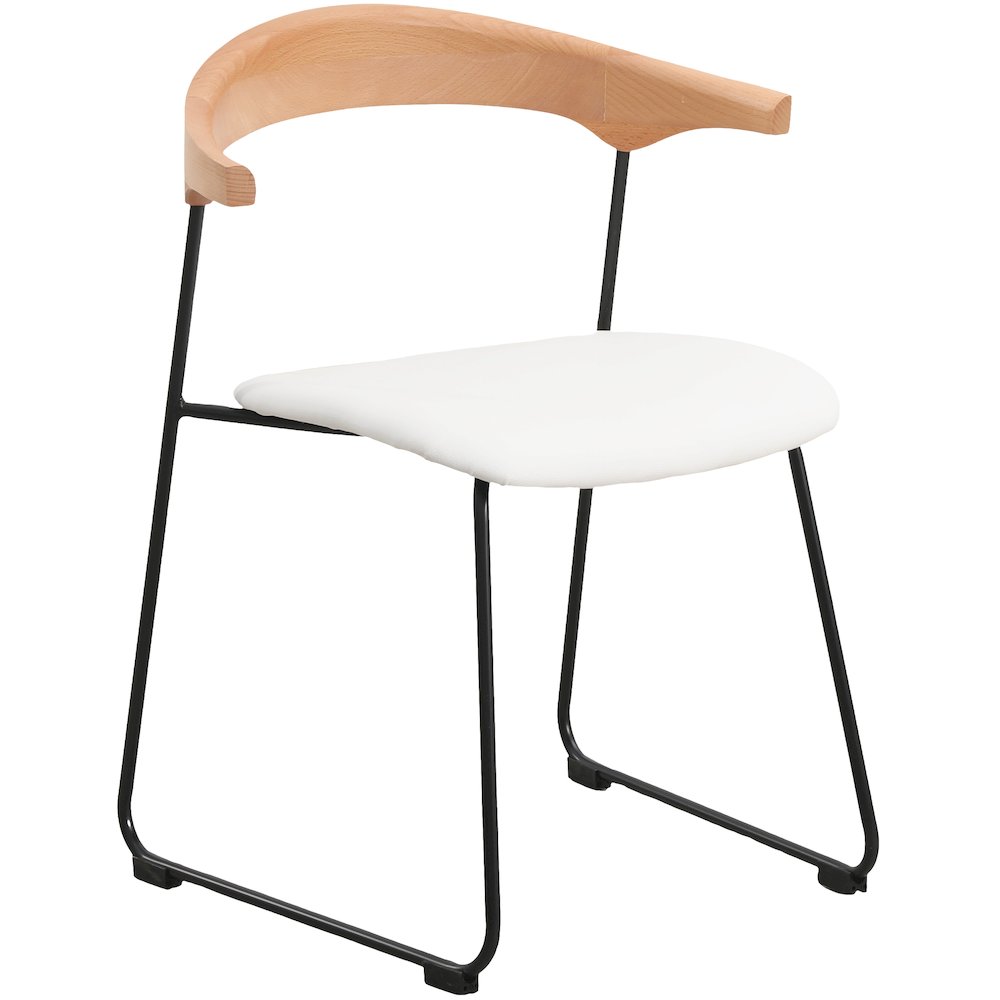 Lyra Collection Modern Chair in Natural Wood back and White Seat. Picture 8