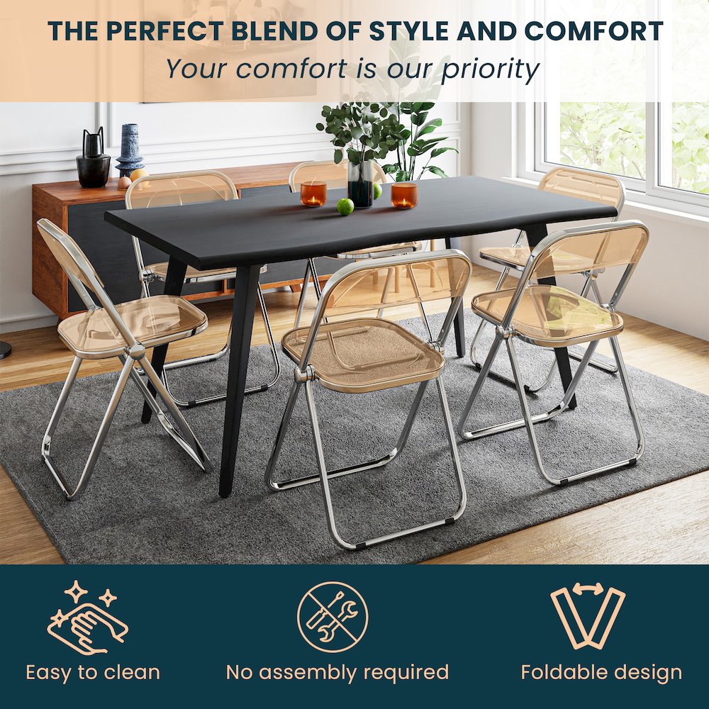 Lawrence Acrylic Folding Chair With Metal Frame, Set of 4. Picture 21
