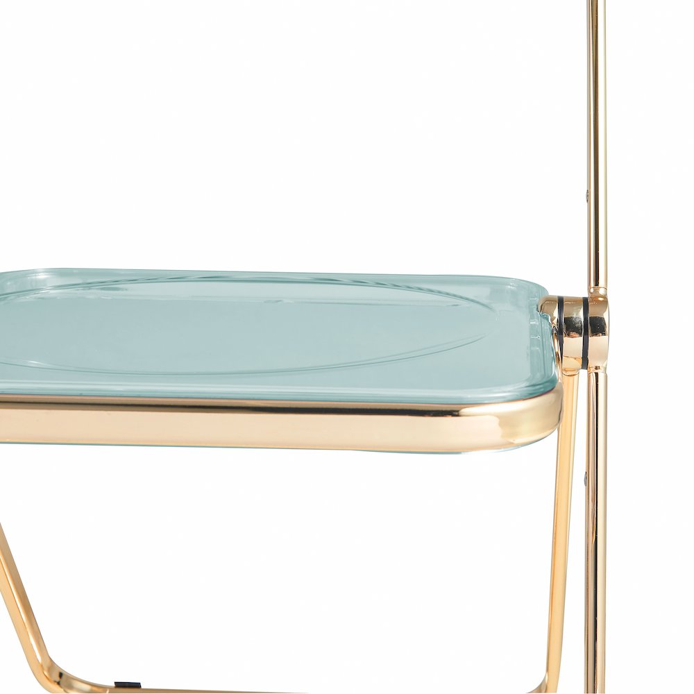 Lawrence Acrylic Folding Chair With Gold Metal Frame, Set of 4. Picture 16