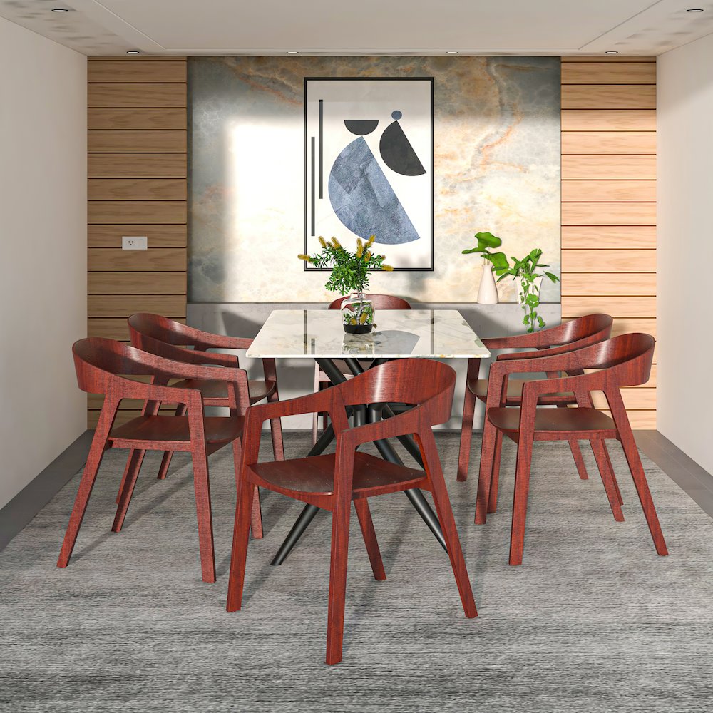 Rivo Collection Elegant Dining Chair in Dark Brown Wood. Picture 9