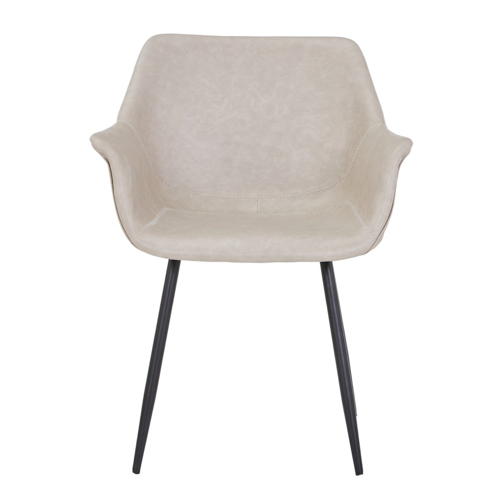 Markley Modern Leather Dining Arm Chair With Metal Legs. Picture 4