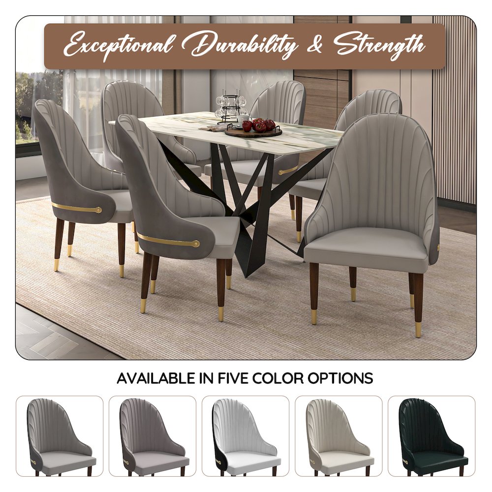 Elara Collection Wooden Dining Chair in Two-Tone Grey Set of 2. Picture 5