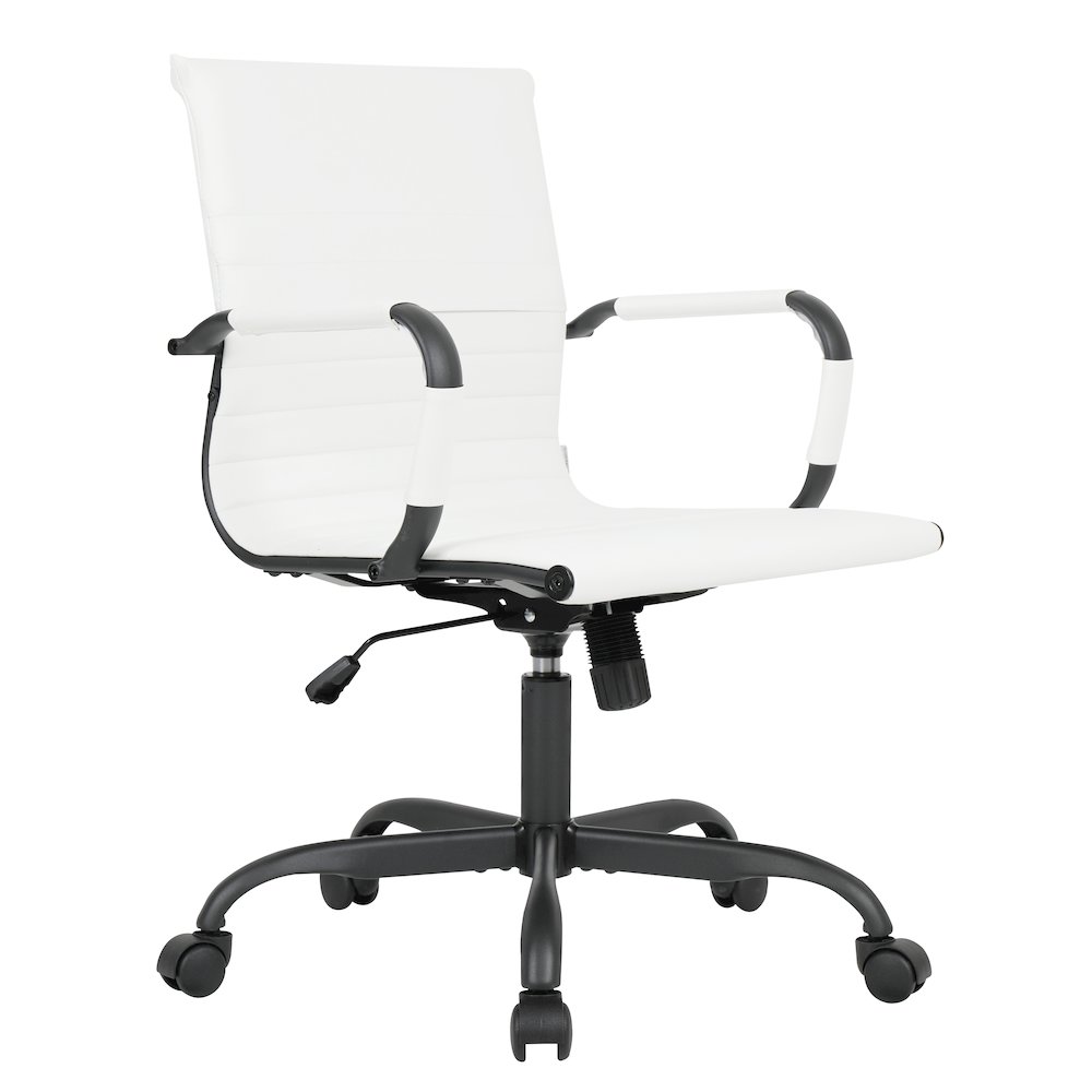 Harris Leather Home Office Chair in White With Black Frame. Picture 1