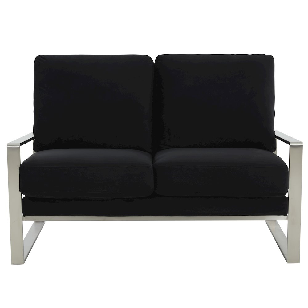 Jefferson Contemporary Modern Velvet Loveseat With Silver Frame. Picture 3