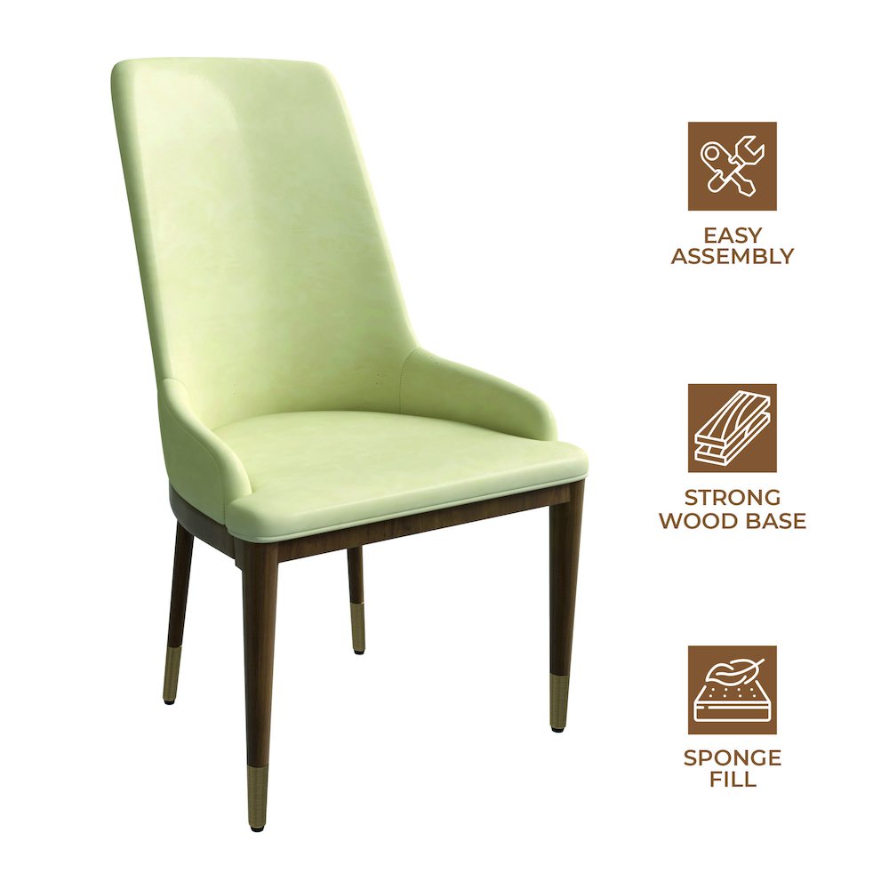 Viva Collection Modern Wooden Dining Chair in Cream Set of 2. Picture 6