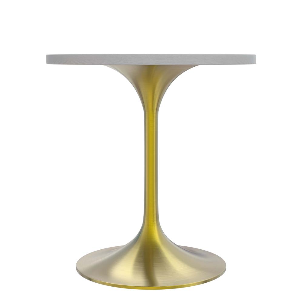 Verve 27" Round Dining Table, Brushed Gold Base with Light Natural Wood MDF Top. Picture 2