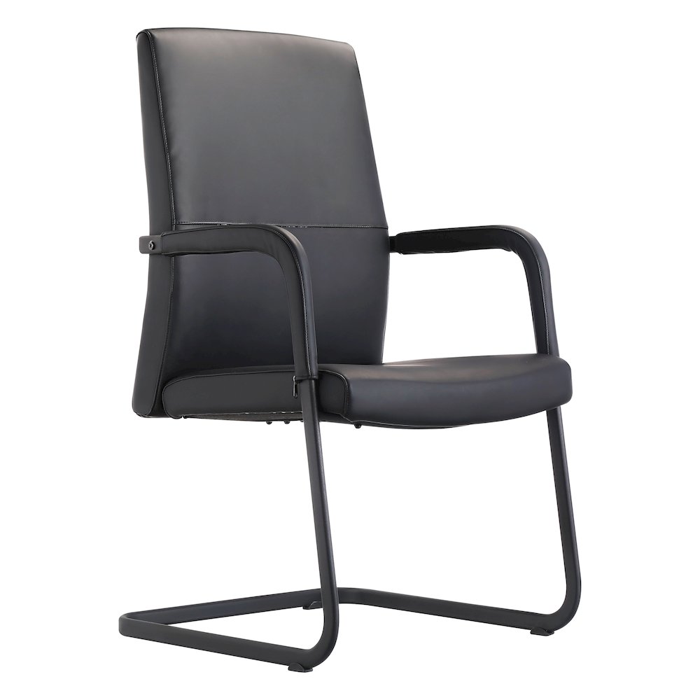 Evander Office Guest Chair in Black Leather. Picture 5