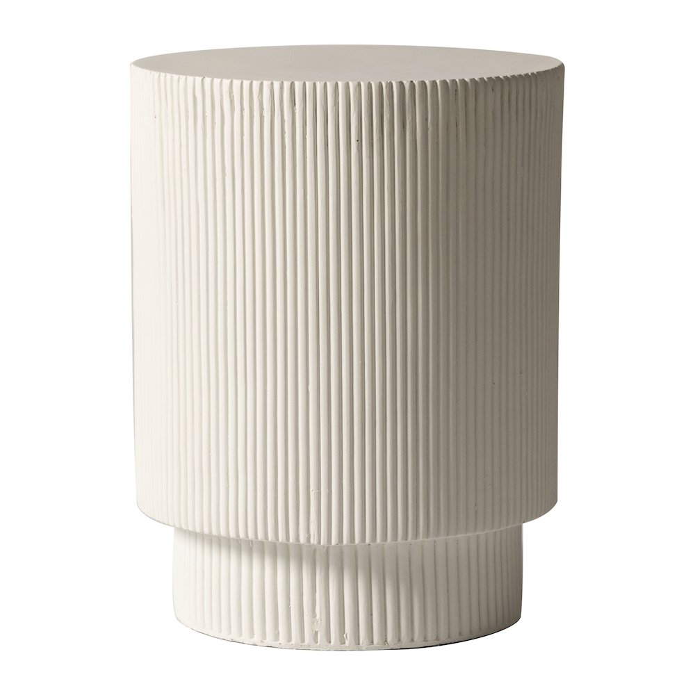 Eden Collection Fiberglass Outdoor Side Table in White. Picture 18