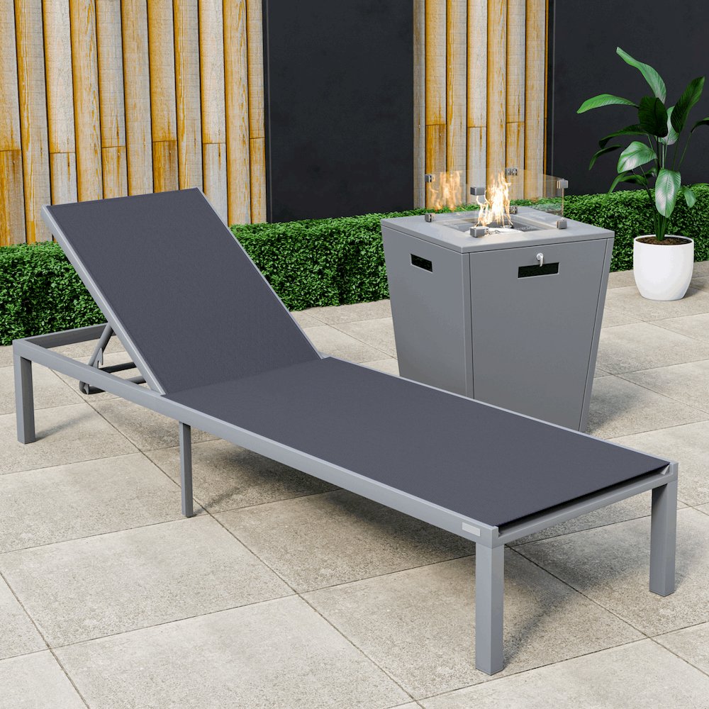 Marlin Modern Grey Aluminum Outdoor Patio Chaise Lounge Chair. Picture 7