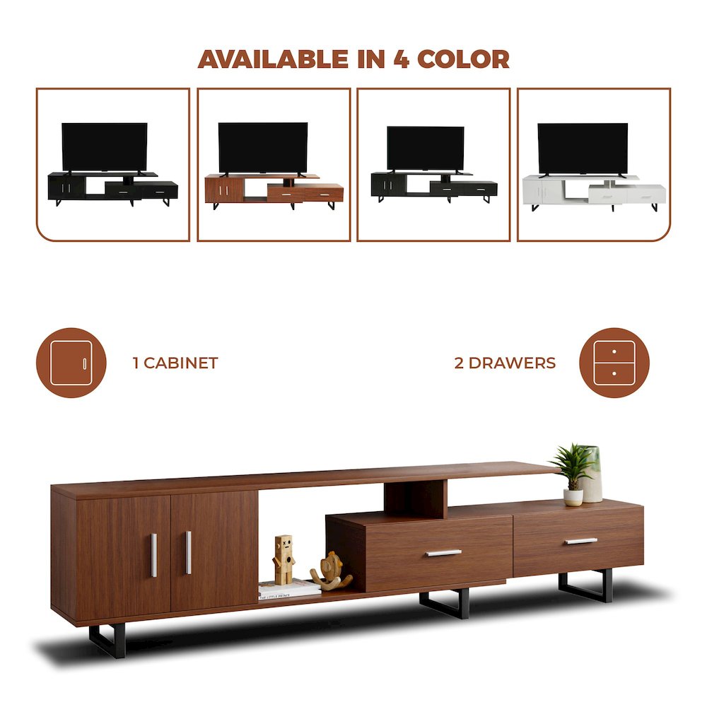 Avery Mid-Century Modern TV Stand with MDF Cabinet and Powder Coated Steel Legs. Picture 22
