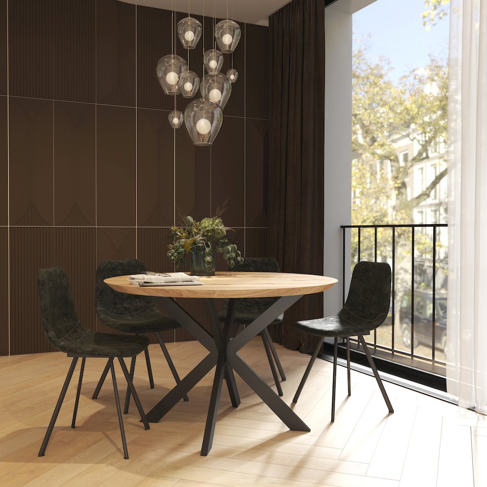 Markley Modern Leather Dining Chair With Metal Legs Set of 2. Picture 4