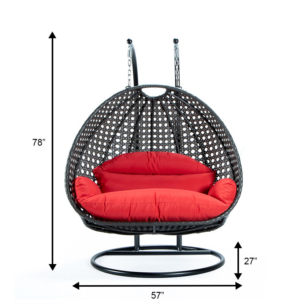 Charcoal Wicker Hanging 2 person Egg Swing Chair. Picture 12