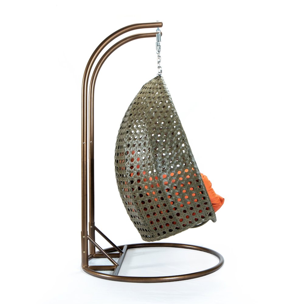 Beige Wicker Hanging 2 person Egg Swing Chair. Picture 3
