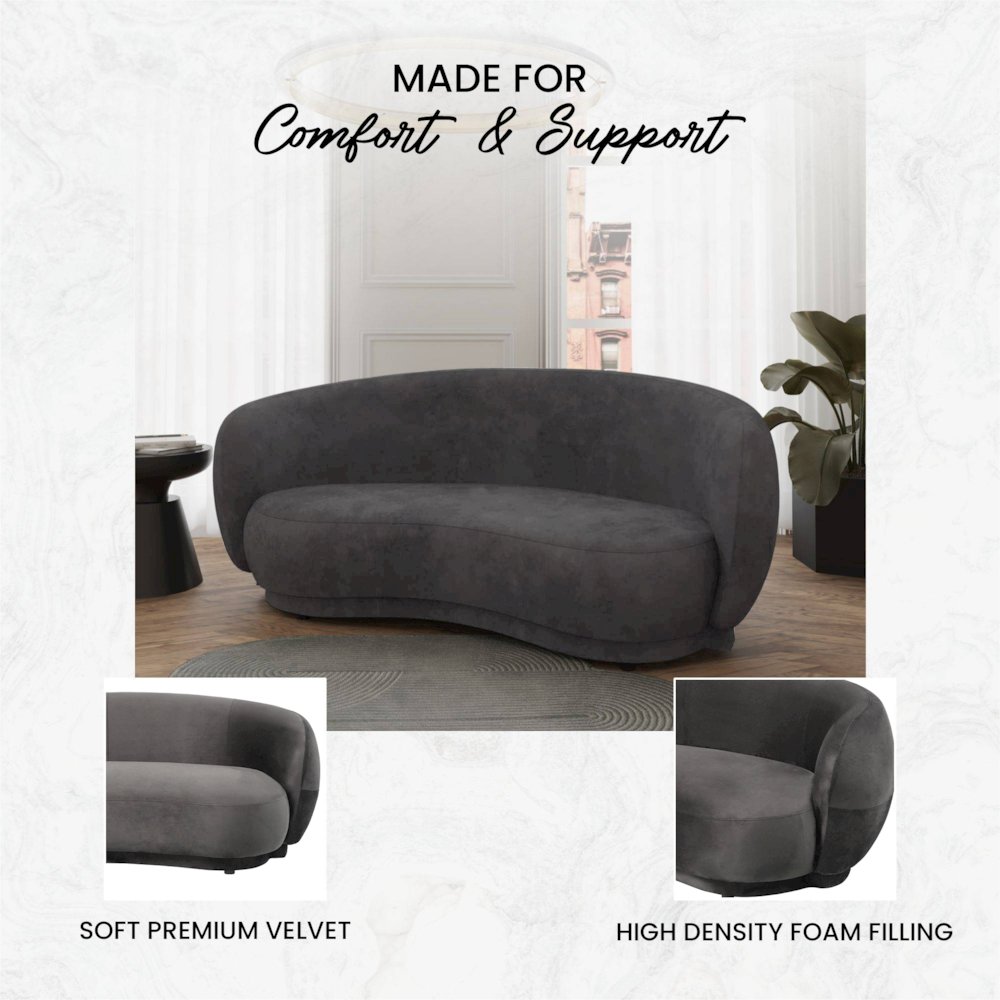 Faze Collection Modern Three Seater Sofa in Light Grey Velvet. Picture 4