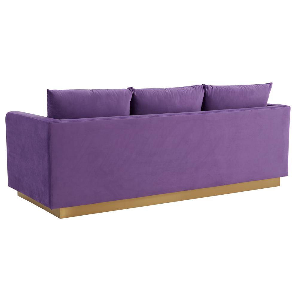 Nervo Modern Mid-Century Upholstered Velvet Sofa with Gold Frame. Picture 2