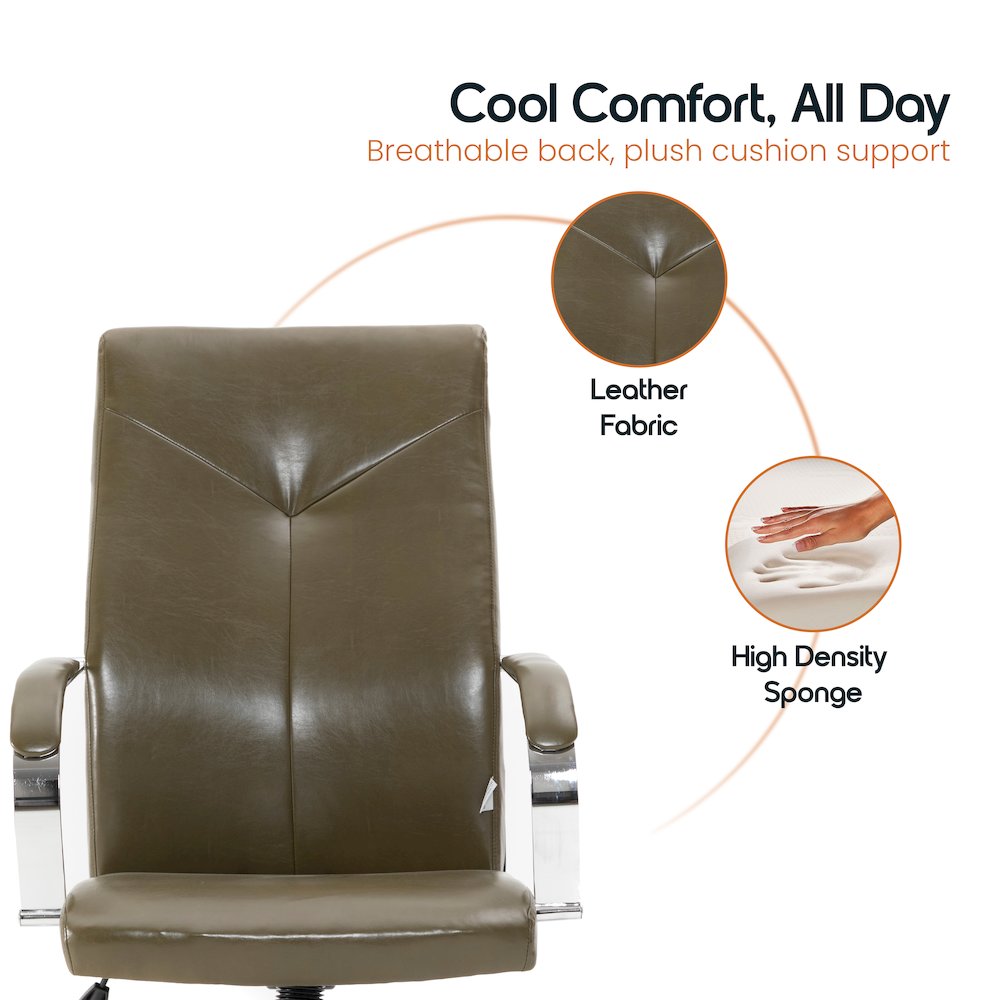 Sonora Modern High-Back Leather Office Chair. Picture 9