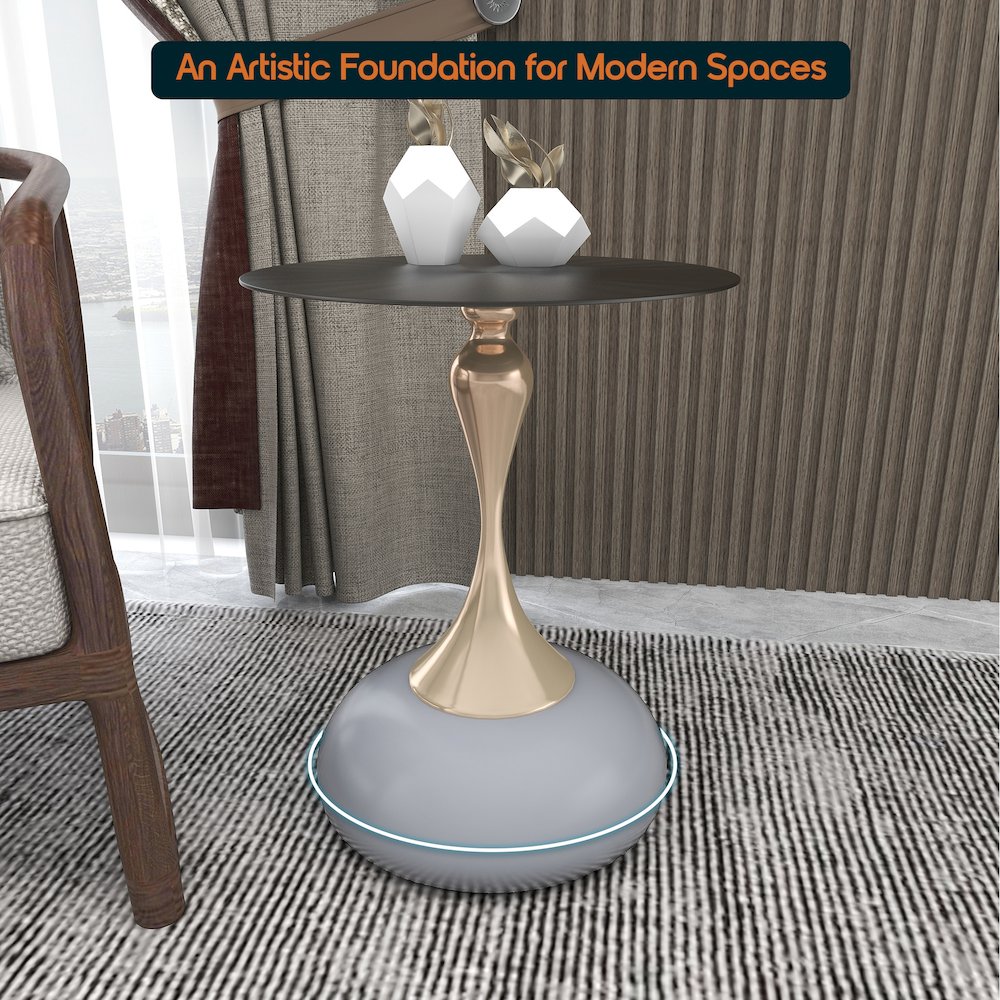 Savoy Collection Modern End Table In Silver. Picture 9