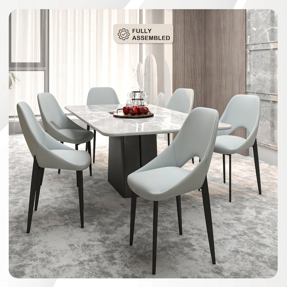 Amalfi Collection Modern Fabric Dining Chair in Coconut White. Picture 28