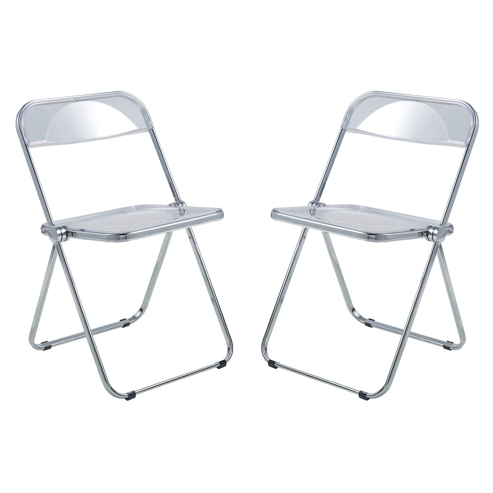 Lawrence Acrylic Folding Chair With Metal Frame, Set of 2. Picture 7