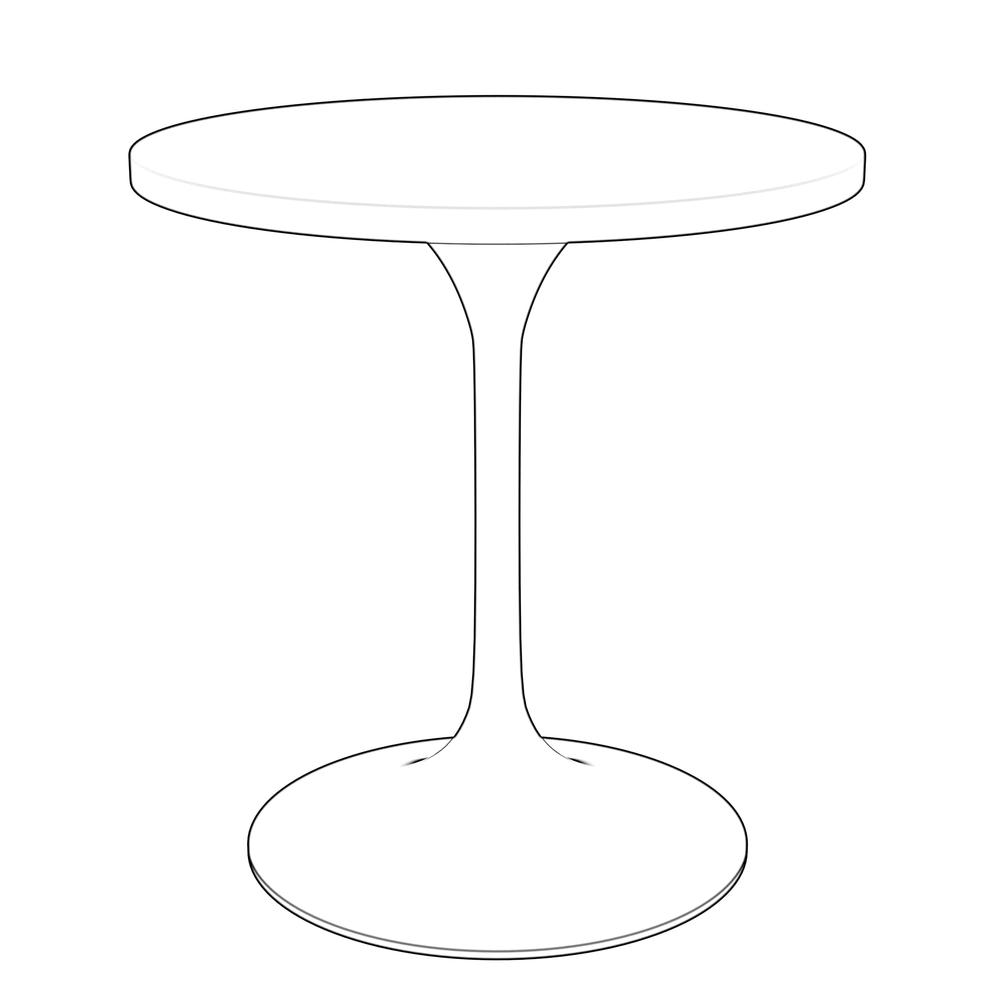 Verve Collection 27" Round Dining Table, Brushed Gold Base with Black MDF Top. Picture 8