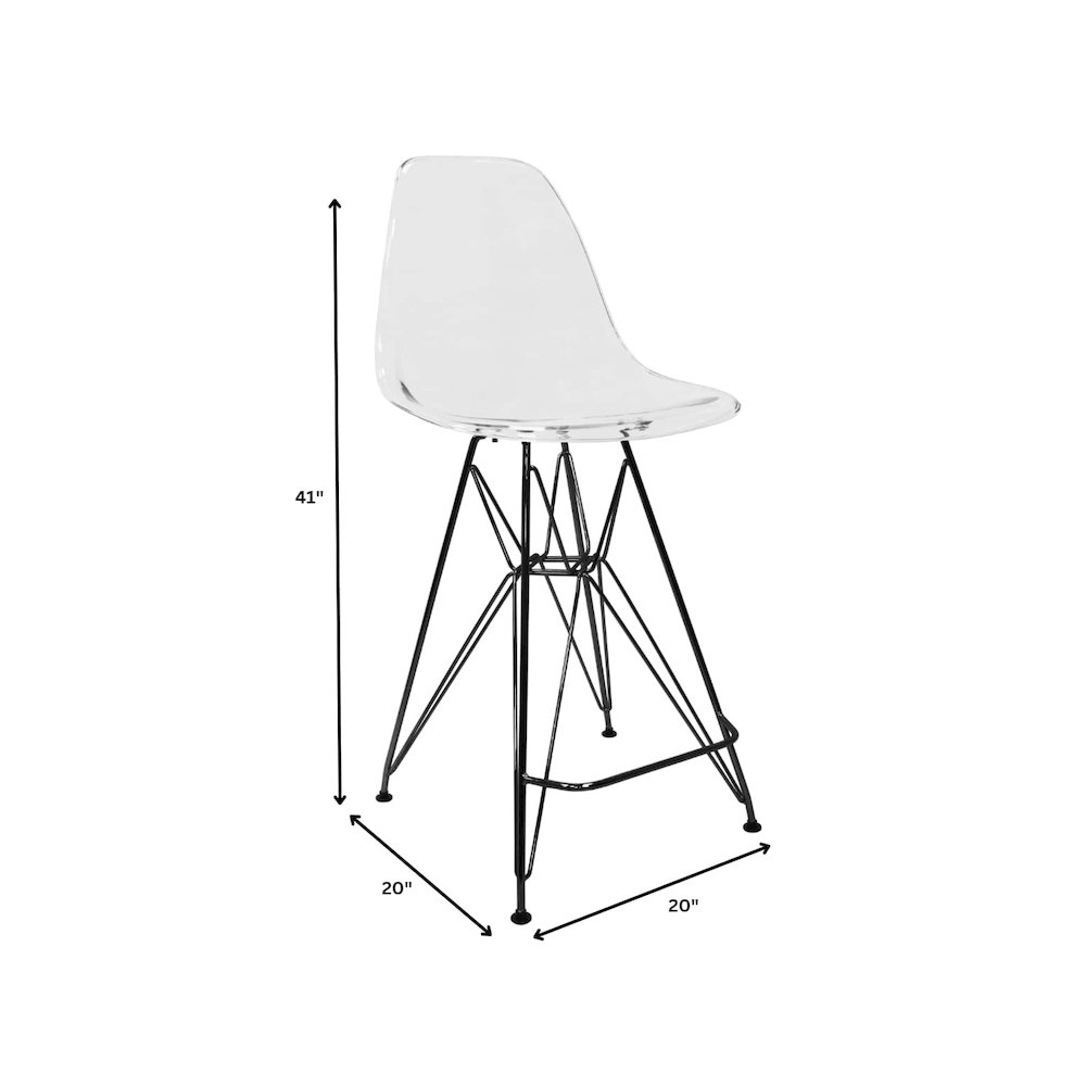 Modern Acrylic Bar stool Cresco Collection Black Base with Clear seat. Picture 30