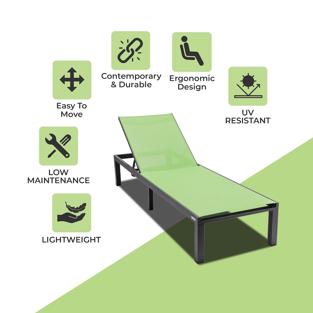 Marlin Patio Chaise Lounge Chair With Black Aluminum Frame. Picture 3