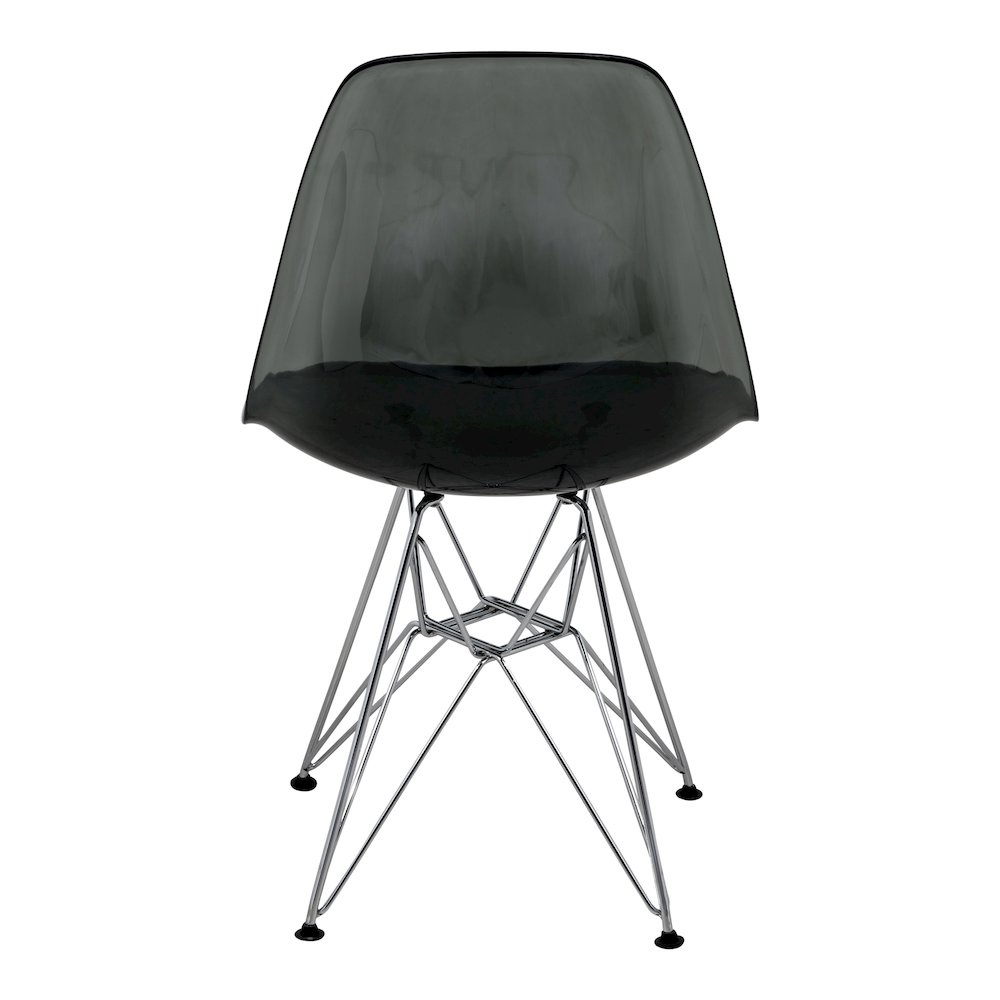 5-Piece Dining Set 35" Round Dining Table in Chrome - Transparent Black. Picture 6