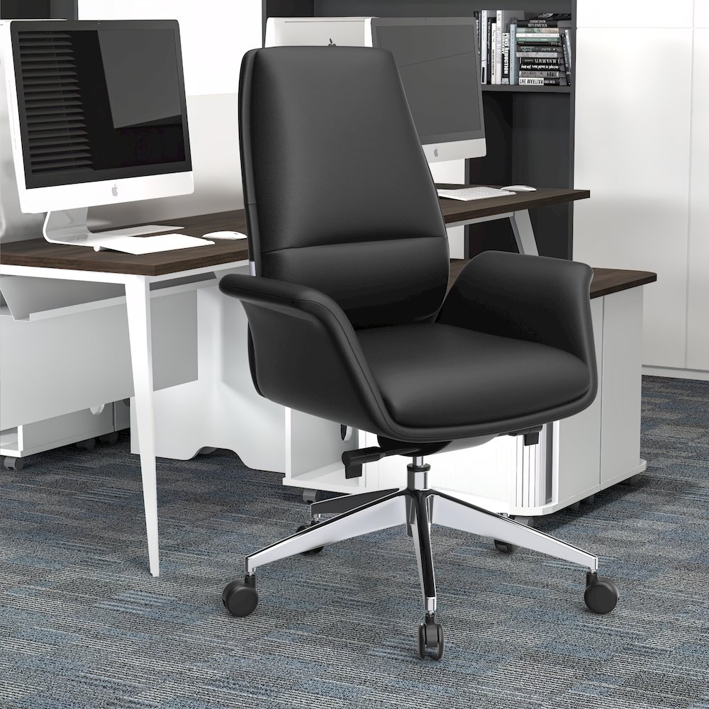 Summit Series Office Chair In Black Leather. Picture 10