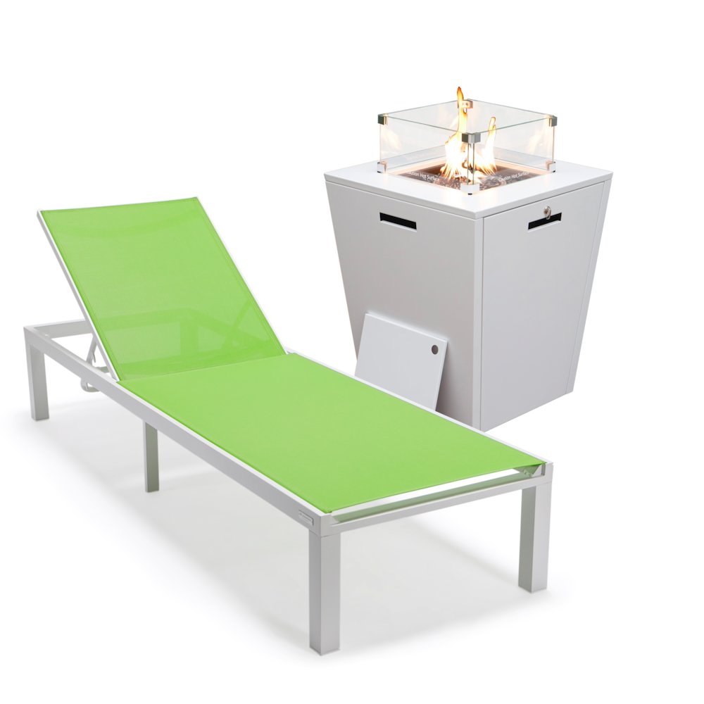 Marlin Modern White Aluminum Outdoor Patio Chaise Lounge Chair. Picture 6