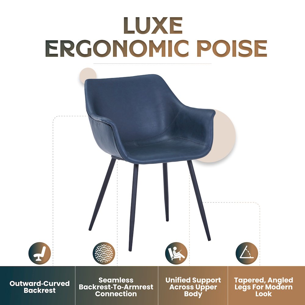 Markley Modern Leather Dining Arm Chair With Metal Legs. Picture 10