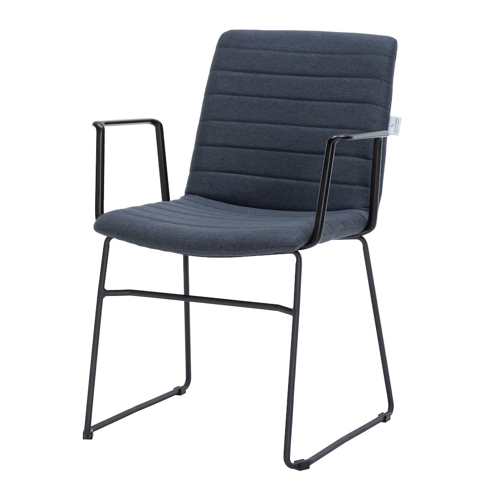 Zylar Series Office Guest Arm Chair in Dark Blue Fabric. Picture 7