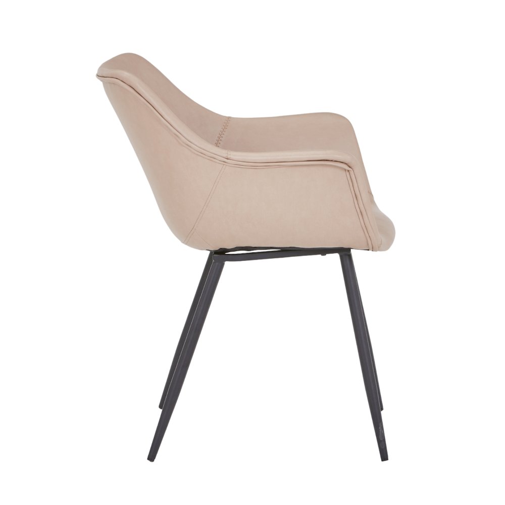 Markley Modern Leather Dining Arm Chair in Taupe. Picture 14