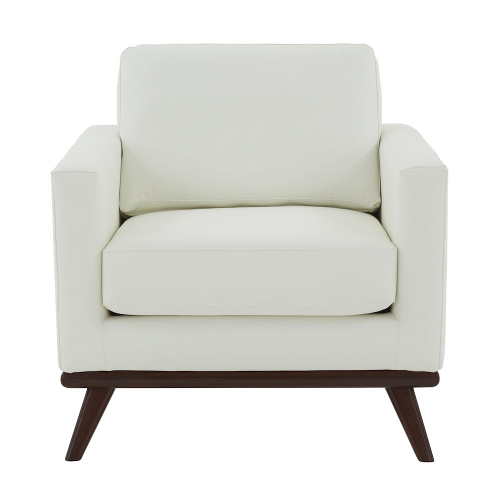 Chester Modern Leather Accent Arm Chair With Birch Wood Base. Picture 4