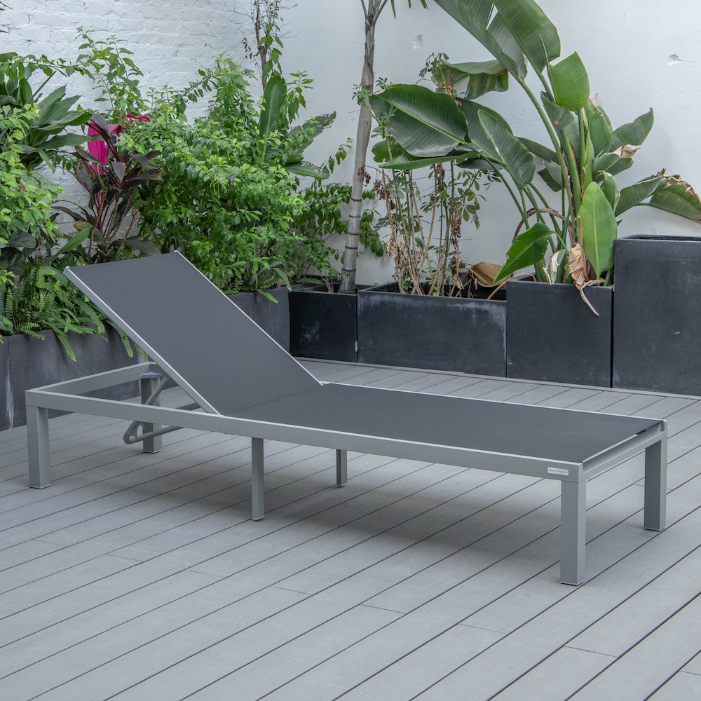 Marlin Patio Chaise Lounge Chair With Grey Aluminum Frame. Picture 4