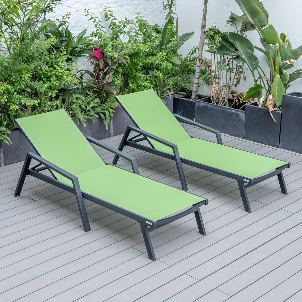 Lounge Chair With Armrests in Black Aluminum Frame, Set of 2. Picture 10