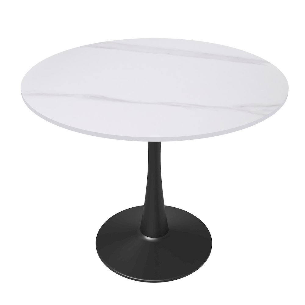 Bristol 35" round dining table Black base with White Sintered stone Top. Picture 2