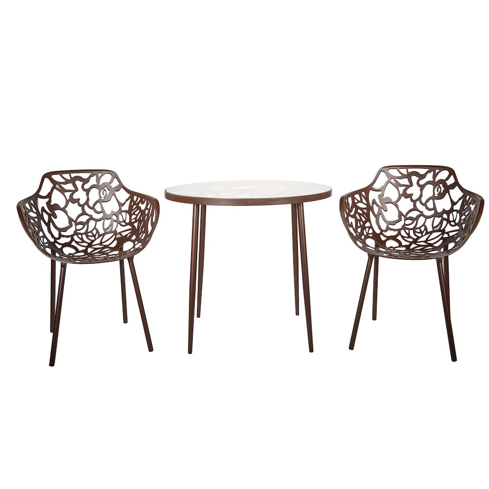 Devon Tree Design Glass Top Aluminum Base Indoor Outdoor Bistro Dining Table. Picture 3