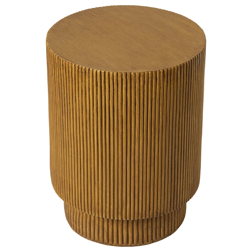 Eden Collection Fiberglass Outdoor Side Table in Wood Brown. Picture 10