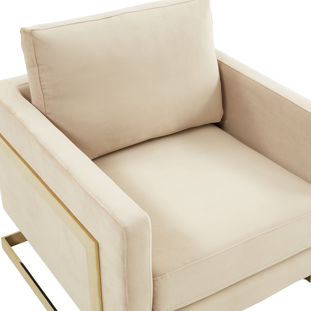 Lincoln Velvet Accent Armchair With Gold Frame. Picture 6