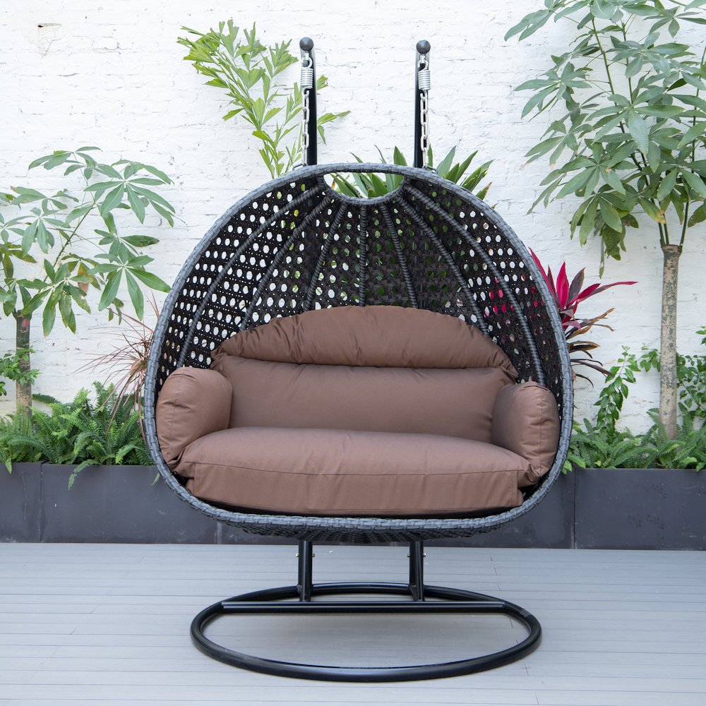 Mendoza Charcoal Wicker Hanging 2 person Egg Swing Chair. Picture 2