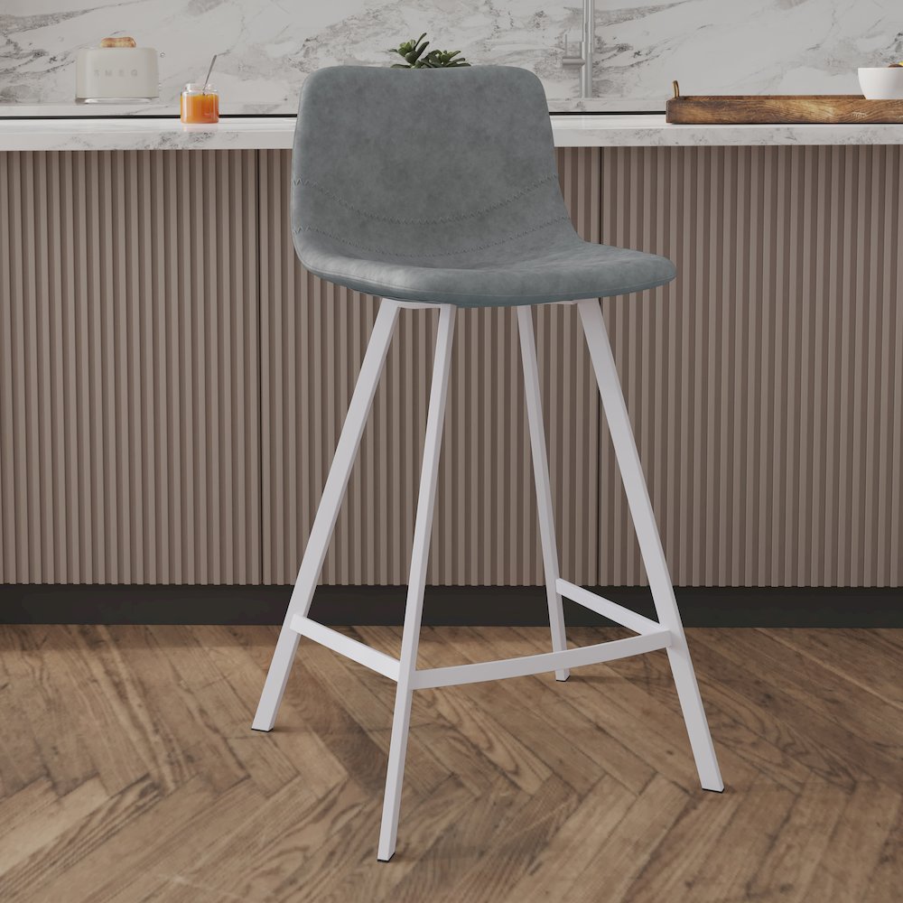 Elland - Counter stool -Light Grey- White base. Picture 2