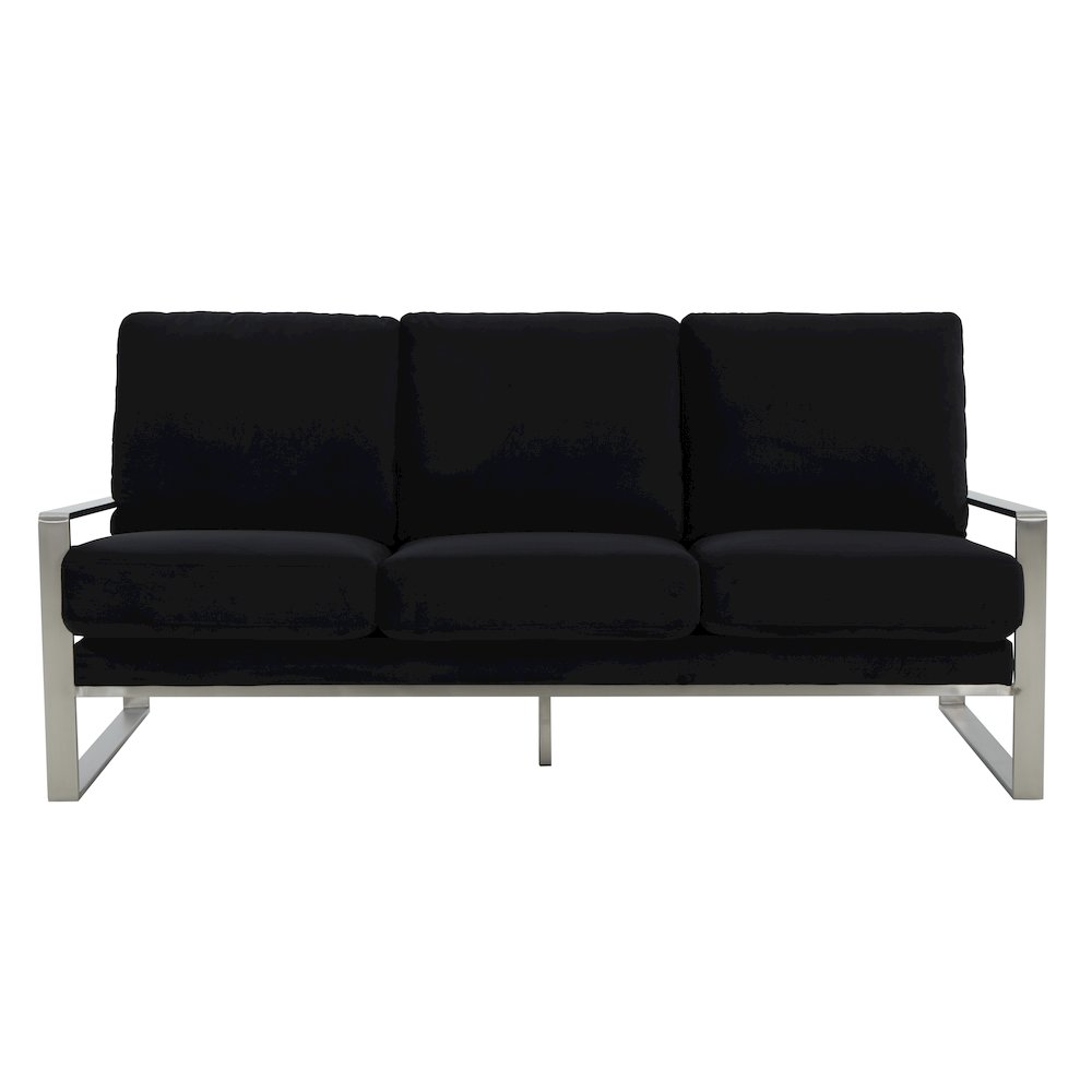 Jefferson Contemporary Modern Design Velvet Sofa With Silver Frame. Picture 3